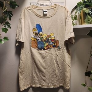 The Simpsons Embroidered Family Crewneck T-Shirt - Beige